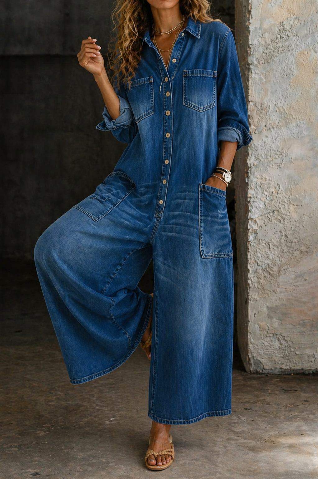 Soreya | Jumpsuit Denim Casual pockets