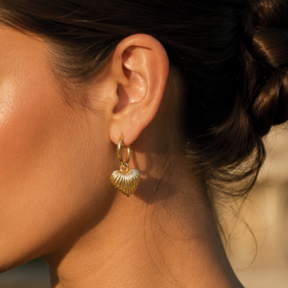 Roselie | Textured Heart Earrings