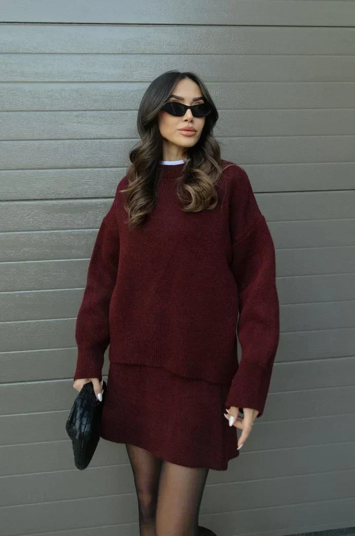 Maevora | Loose knit sweater and mini skirt set