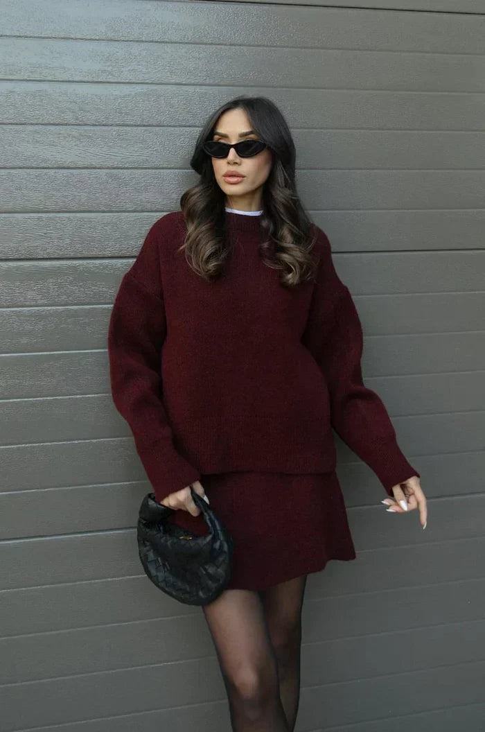 Maevora | Loose knit sweater and mini skirt set