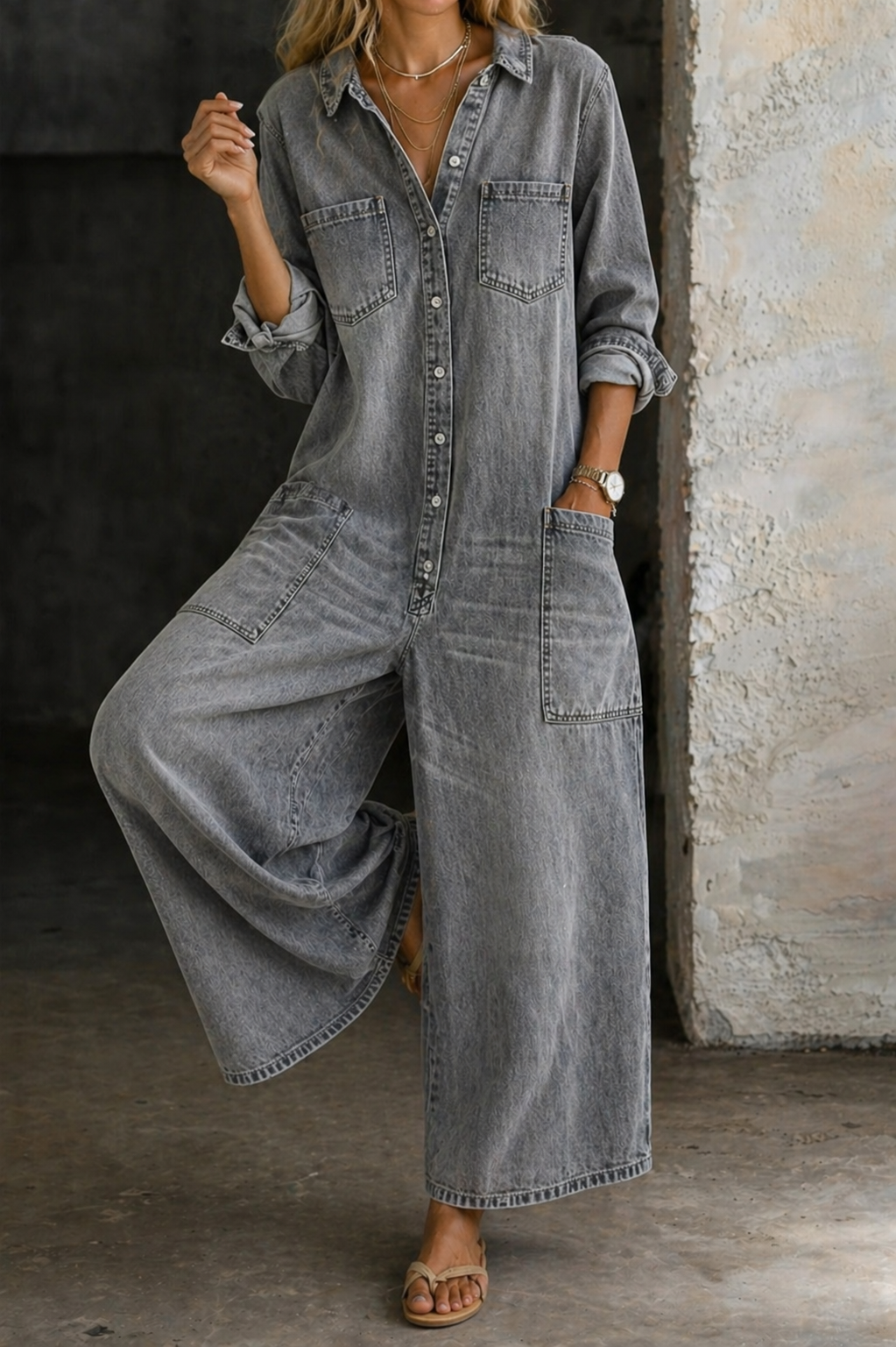 Soreya | Jumpsuit Denim Casual pockets