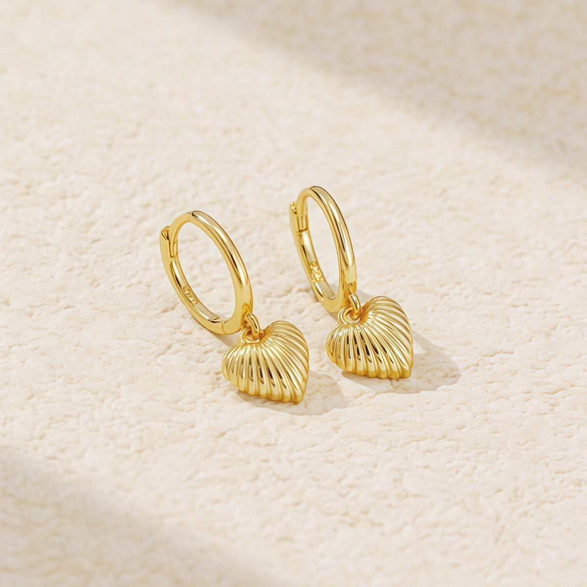 Roselie | Textured Heart Earrings