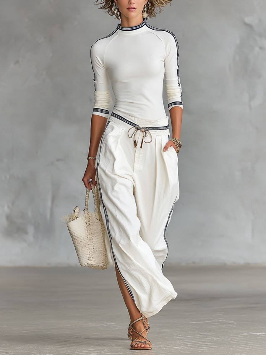 Virella | Set of t-shirt of neck mid and trousers wide