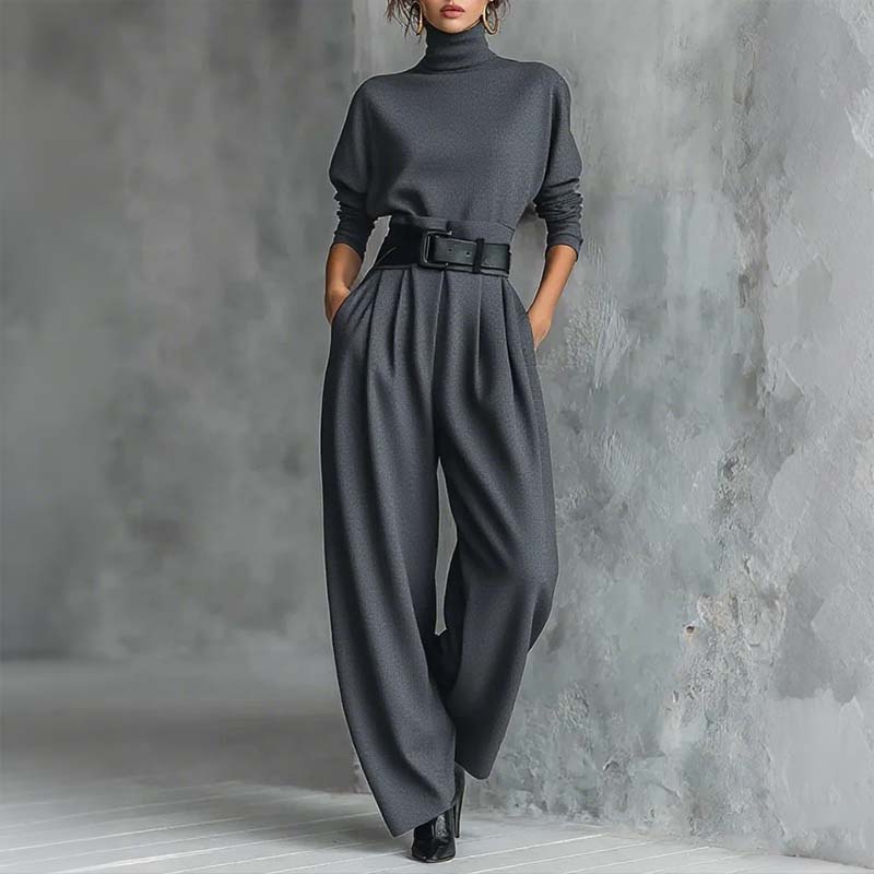 Zayla | Modern Belted Turtleneck Set